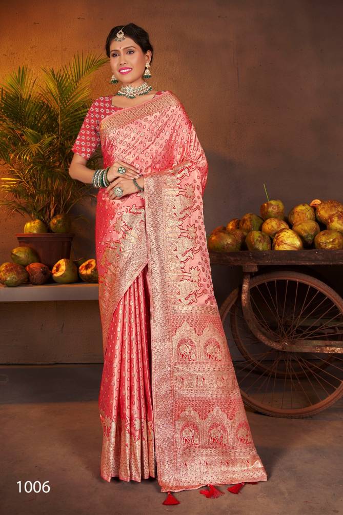 Shreemati 1 By Saroj 1001 To 1006 Soft Satin Wedding Sarees Wholesale Suppliers In Mumbai